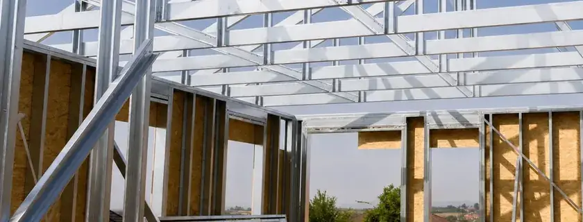 Estructura Steel Frame en construcción, perfiles de acero galvanizado, Zona Sur GBA